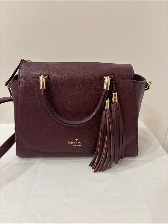 kate spade Handbags - kate spade Burgundy Leather Tassel Satchel with Gold Hardware